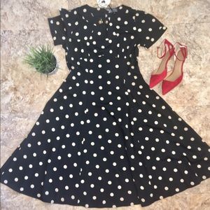 NWT Hell Bunny polkadot dress with embellished bow